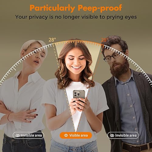 Miniatura 3 de UNBREAKcable Protector de pantalla de privacidad para iPhone 15 Pro, vidrio templado antiespía inastillable verdadero antiespía de 28 dureza 9H