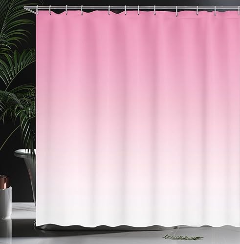 Miniatura 3 de Ambesonne Cortina de ducha degradada, diseño de cascada rosa pálido de ensueño inspirado en algodón de azúcar, impresión digital moderna para niñas,