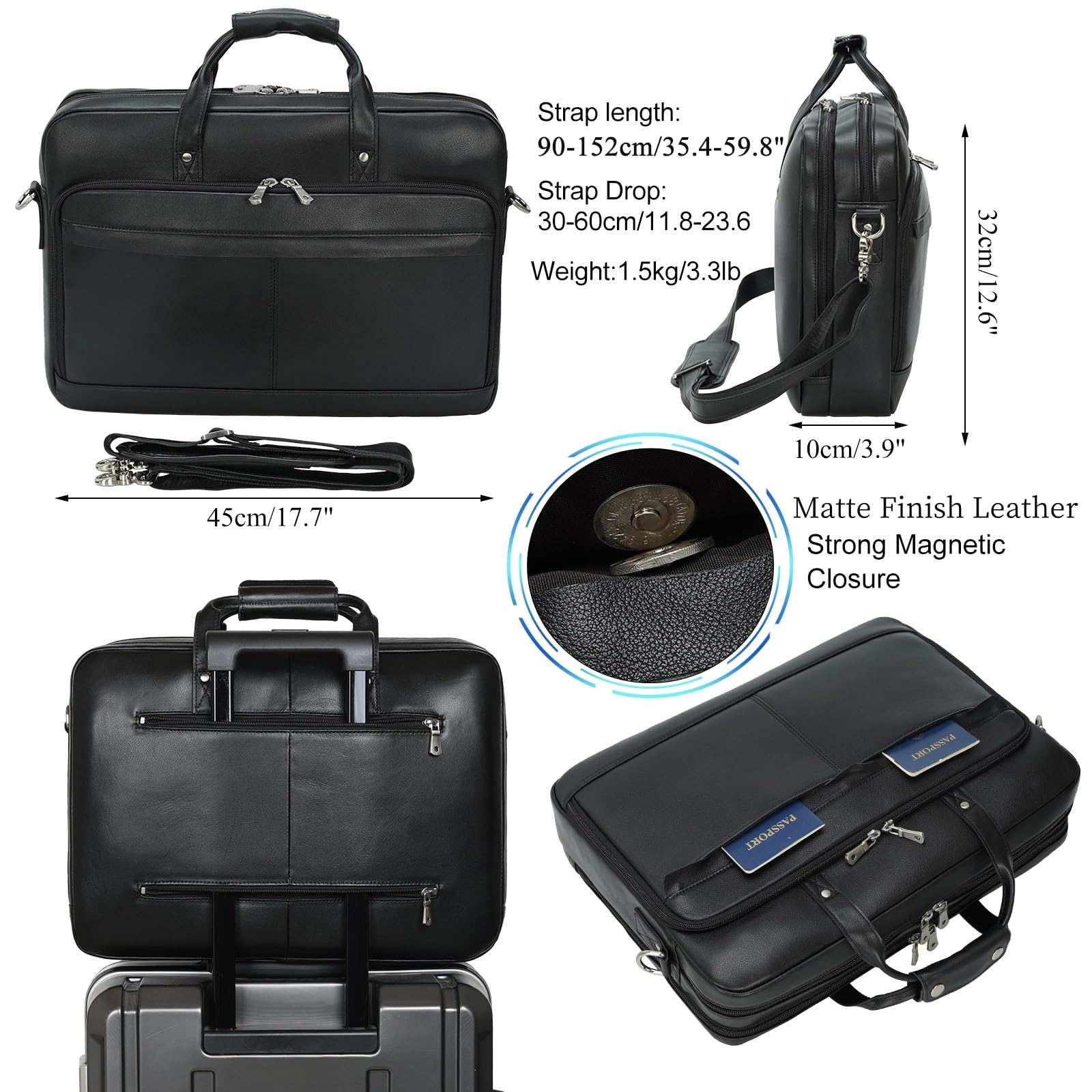 Skórzana teczka dla mężczyzn 17-calowy laptop crossbody torba listonoszka etui do podróży służbowej pracy prawnika