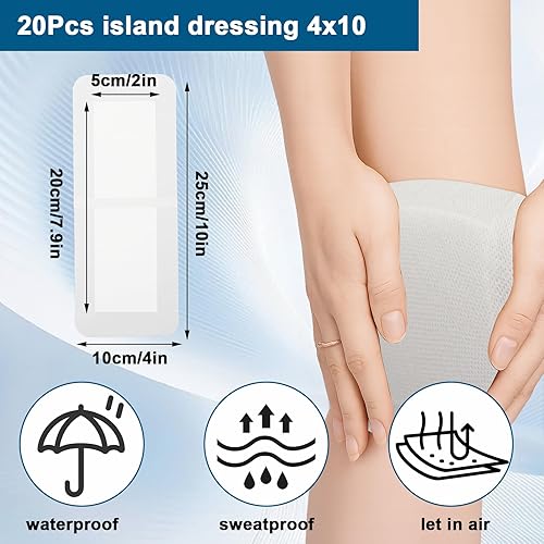 Miniatura 2 de 20 unidades de gasa con borde adhesivo, almohadillas de gasa antiadherentes empaquetadas individualmente, vendajes transpirables para el cuidado