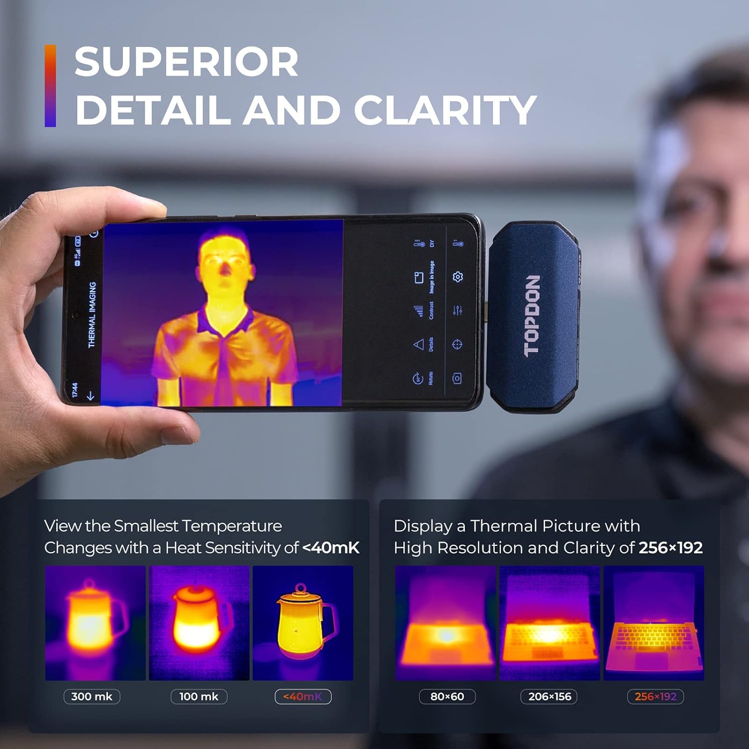 TOPDON TC001 Thermal Camera for Android, Super IR 512x384 High Resolution, Thermal Imaging Camera, Thermal Imager - Optimized Temperature Accuracy, Works for Smartphones and Tablets & PC(not for iOS)