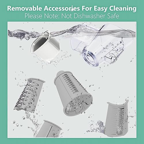 Miniatura 6 de Rallador de queso rotativo rallador de queso 5 en 1 con mango cortador de verduras con 5 cuchillas intercambiables, caja de almacenamiento,