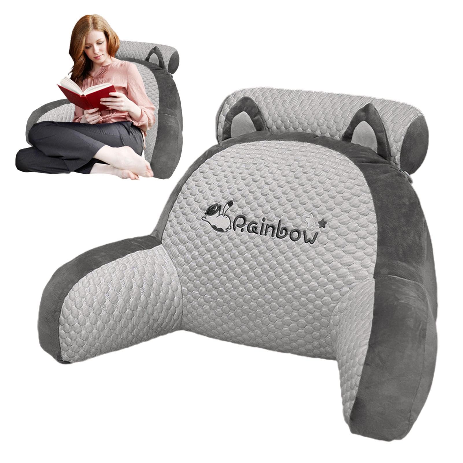 Jiimhte Almohada de Lectura de Cama | Cojín de Silla para Cama con Brazos - Almohada Lumbar de Apoyo para la Espalda para Ver la televisión, Leer, Trabajar en la computadora portátil y Sentarse en la