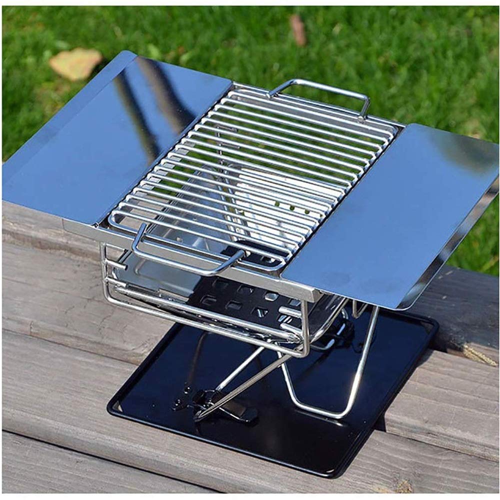 Supporto per barbecue, Griglia for barbecue Ripiano for in acciaio inossidabile for esterni, a carbonella for picnic, fornello da campeggio, leggero, 30X18X17 cm