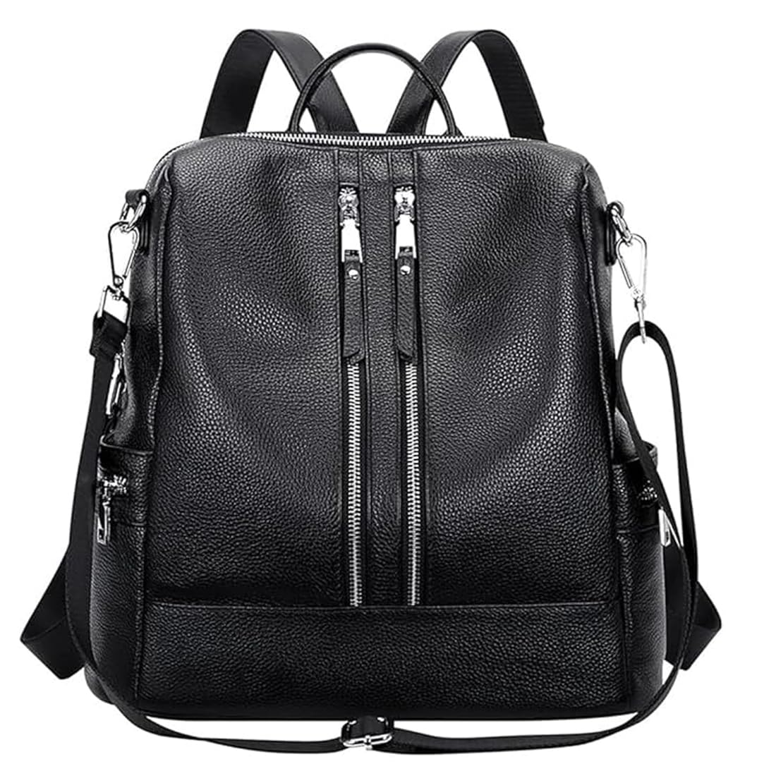 Women's Fashion Backpack Handbags and Shoulder Bag PU Leather Travel bag Vegan Leather Girl's Travel Casual Collage Backpack(black)-image-19