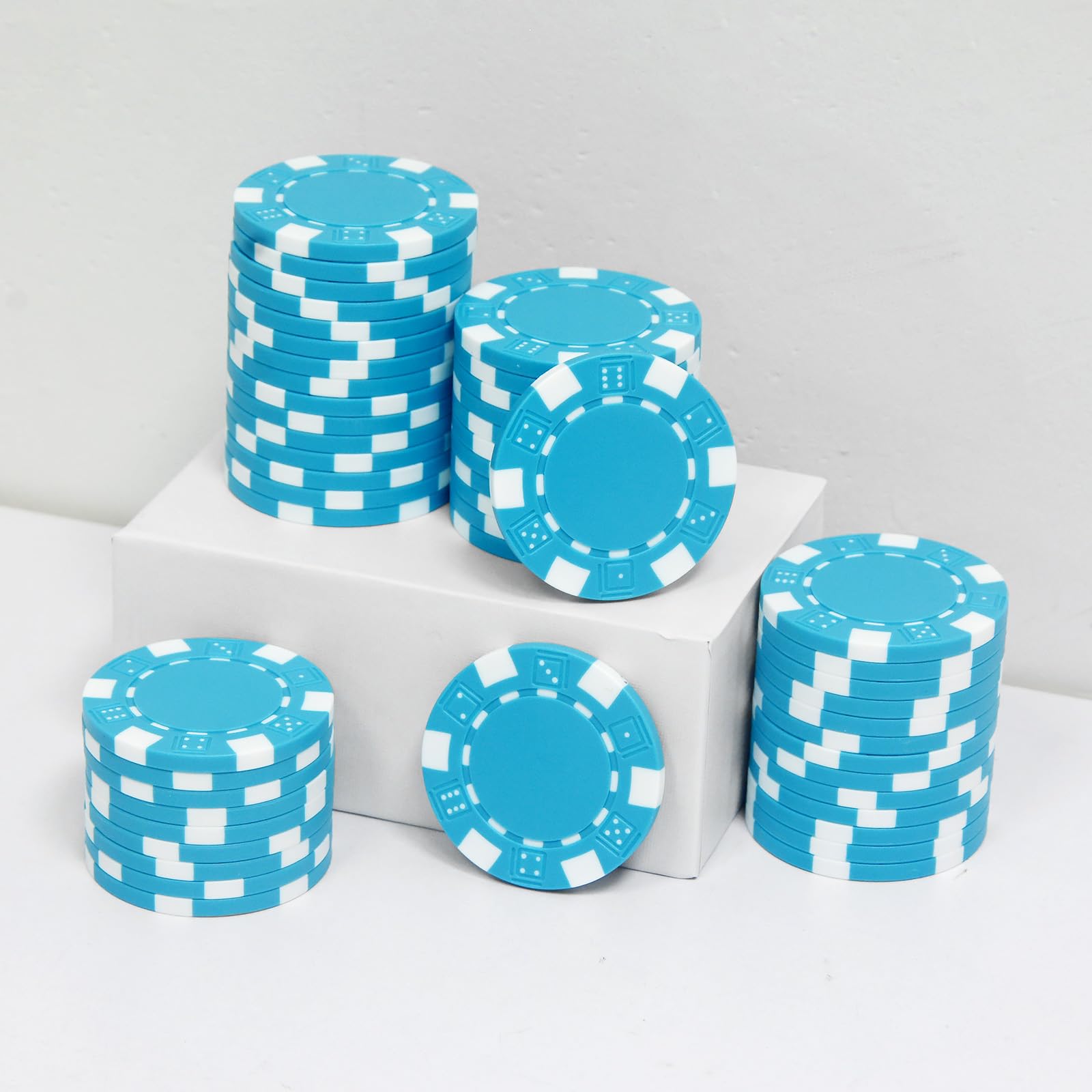 JIESITE 11.5 Gram Poker Chips ABS Monte Carlo Poker Chips Casino Grade Poker Chip for Texas Hold'em, Blackjack,Card Night Poker Games-Pack of 50 (Light Blue)