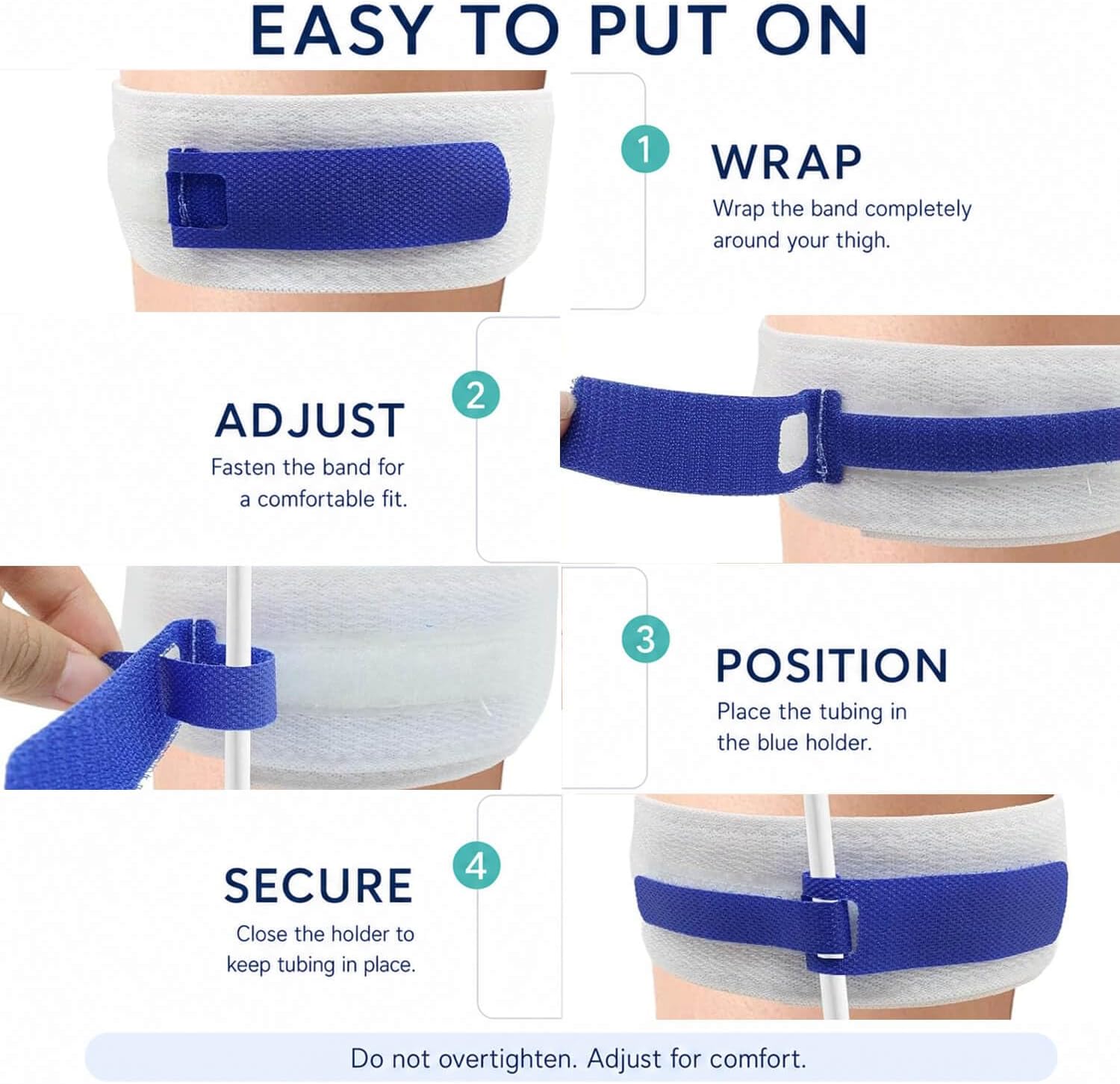 4 Pack Foley Catheter Leg Straps, 23.6"x2" Adjustable Catheter Holder