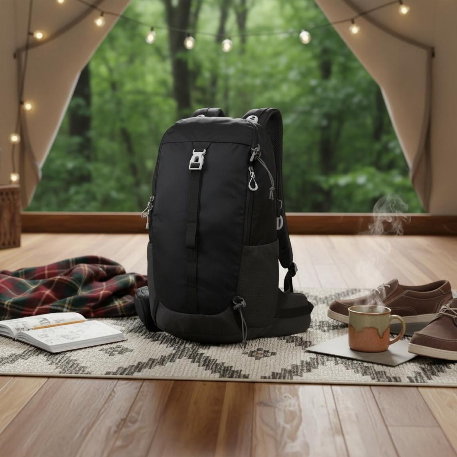 Zaino da Trekking Zaino Escursionismo Borsa Montagna Zaino Outdoor Zaino per Montagna in Nylon Leggero E Robusto con 25L Adatto per Passeggiate, Arancione, Arancione Rosso