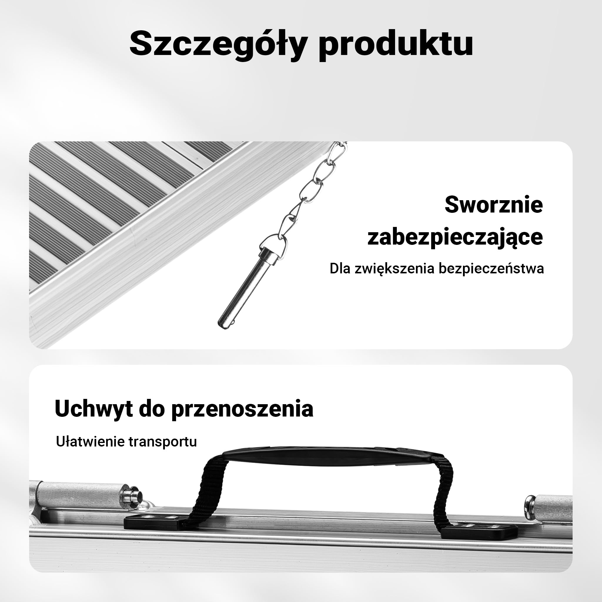Wiltec Składana rampa najazdowa dla wózków inwalidzkich 152 cm, mobilna rampa podjazdowa do 270 kg, aluminiowa antypoślizgowa rampa załadunkowa