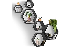 Black Geometric Hexagon Floating Shelves for a Modern and Stylish Home