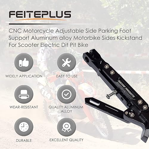 Miniatura 2 de Soporte de pie de estacionamiento lateral ajustable para motocicleta CNC de aleación de aluminio, soporte lateral para scooter eléctrico Dit Pit Bike