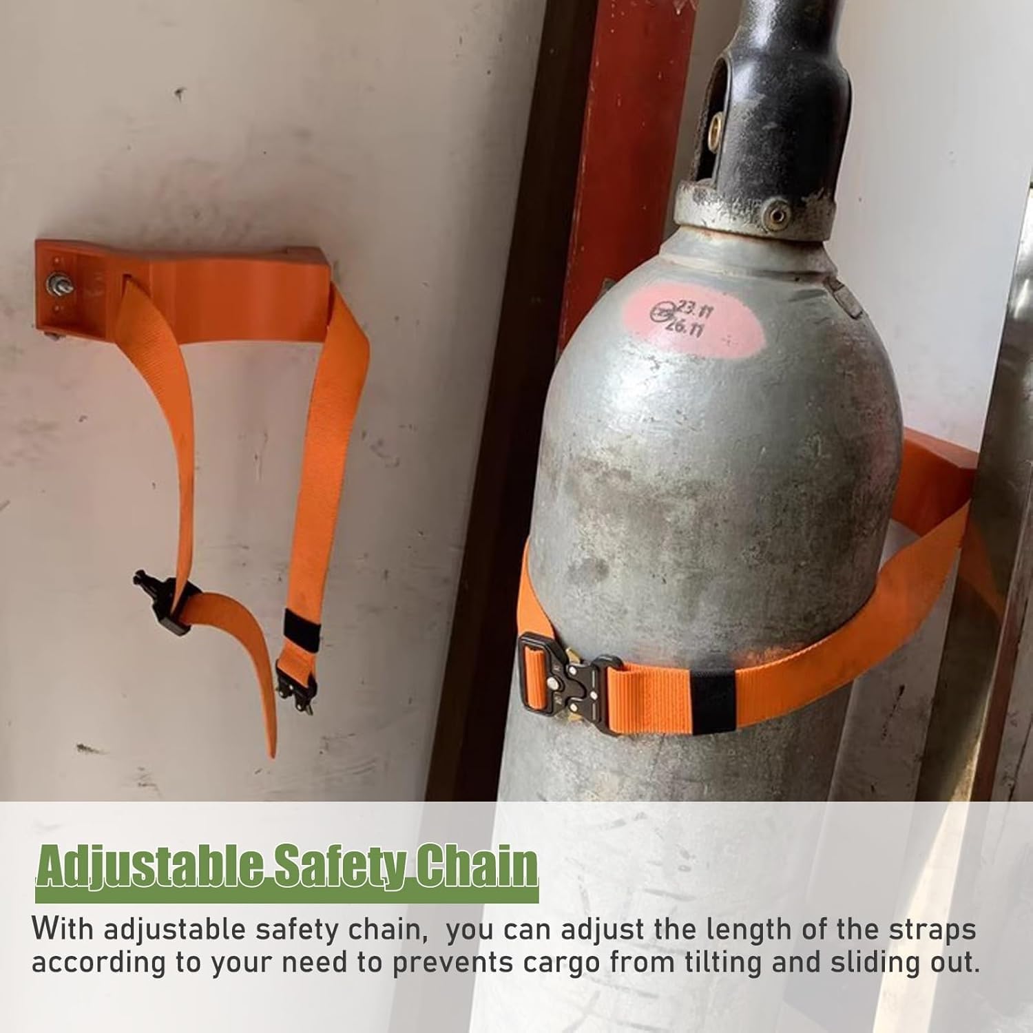 Soporte De Pared Ajustable De Alta Resistencia para Tanques De Gas - Solución De Almacenamiento Segura De Abs con Cadena - Ideal para Garaje, Cobertizo Y Uso En Exteriores Grey