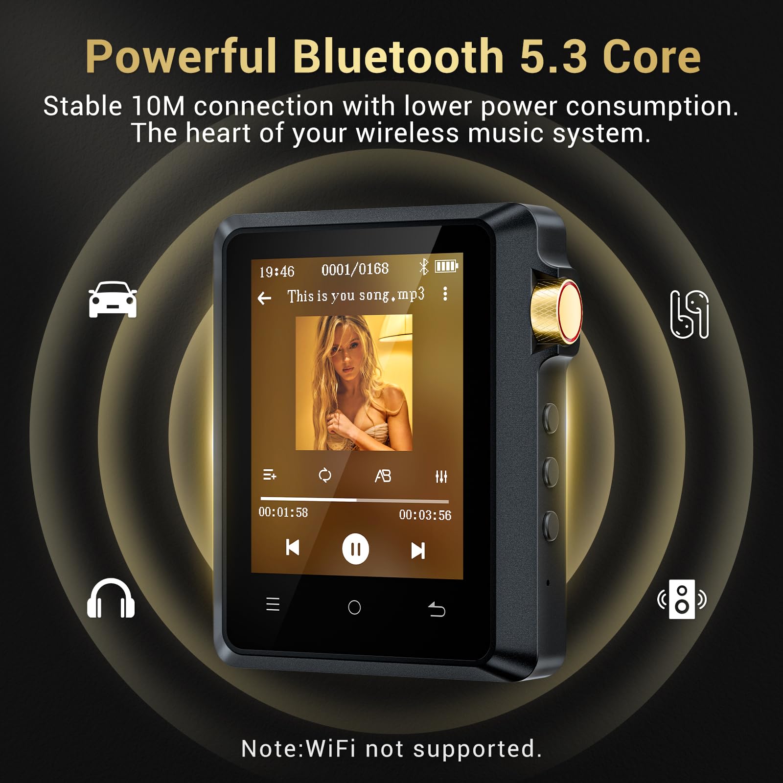 64GB Hi Res MP3 Player mit Bluetooth 5.3, DSD DAC Hi-Res FLAC Player Verlustfreier Musikplayer, Tragbarer Player mit 2,8-Zoll-Touchscreen