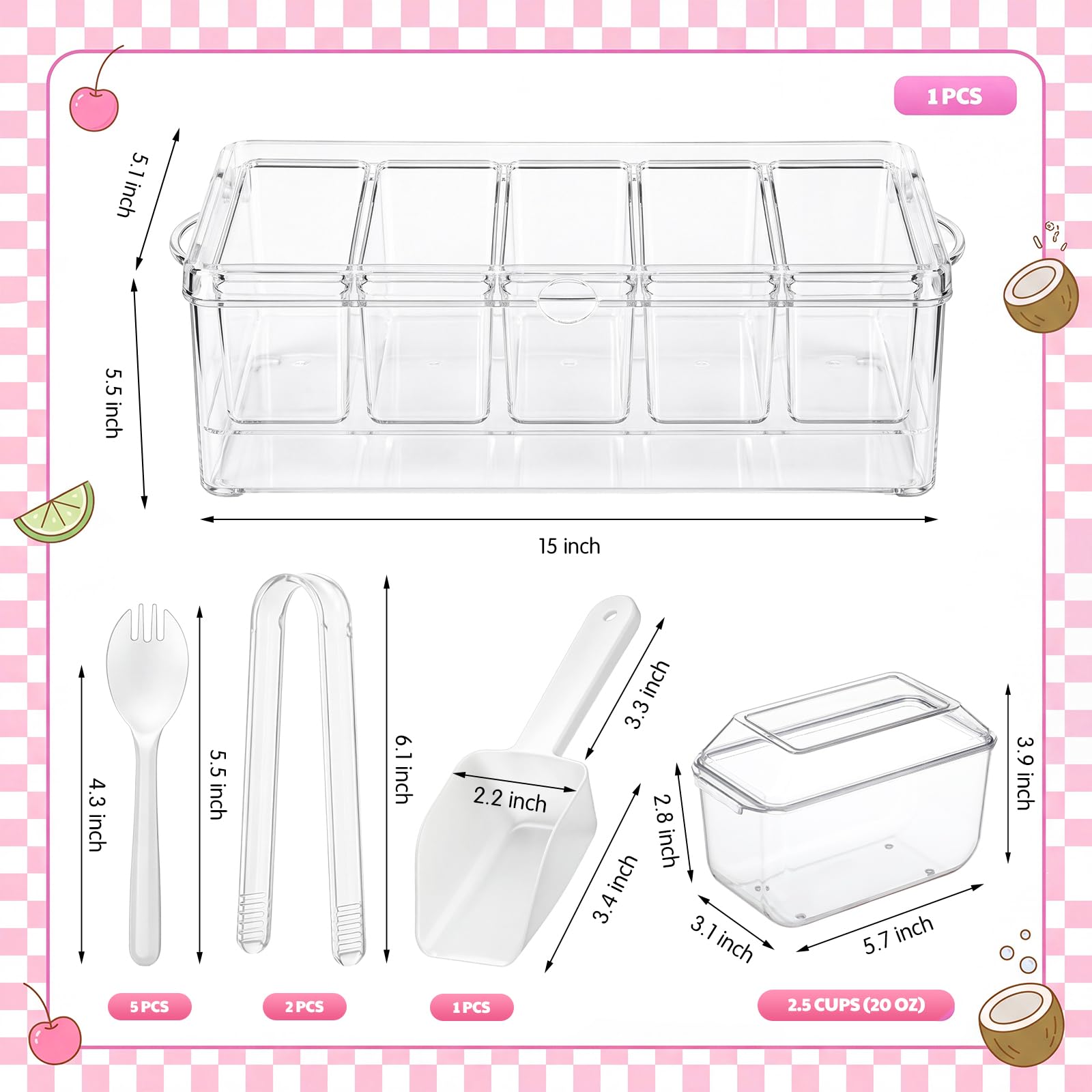 Thenshop Lot de 107 accessoires de bar - Plateau de garniture à condiments - Lot de 100 gobelets jetables avec pailles, 6 pompes distributrices de bouteilles de 350 ml - Organisation complète de