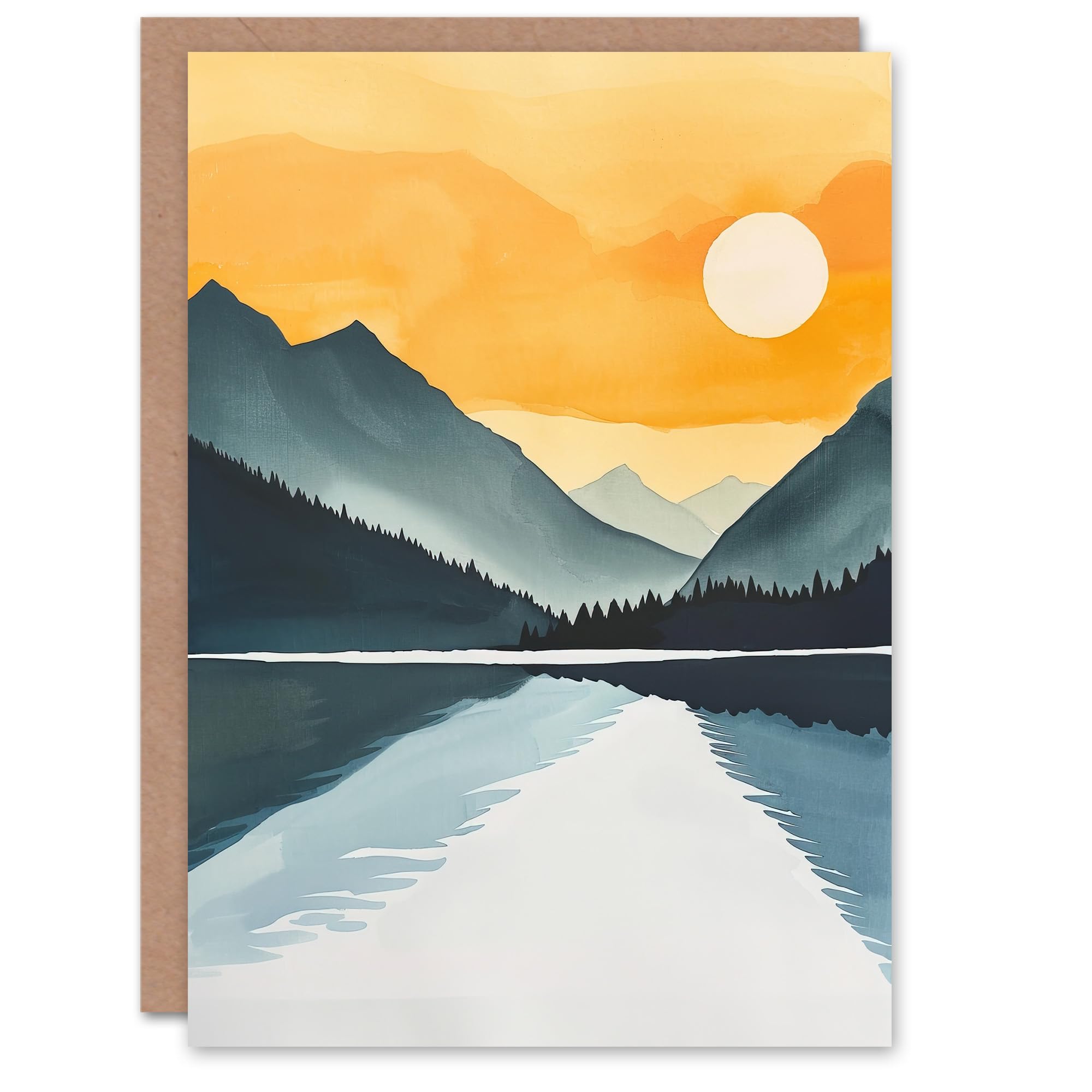 Artery8 Greeting Card Sparks Lake Sunrise Mountain Lakeside Landscape Blank For Him Or Her Art Birthday Card