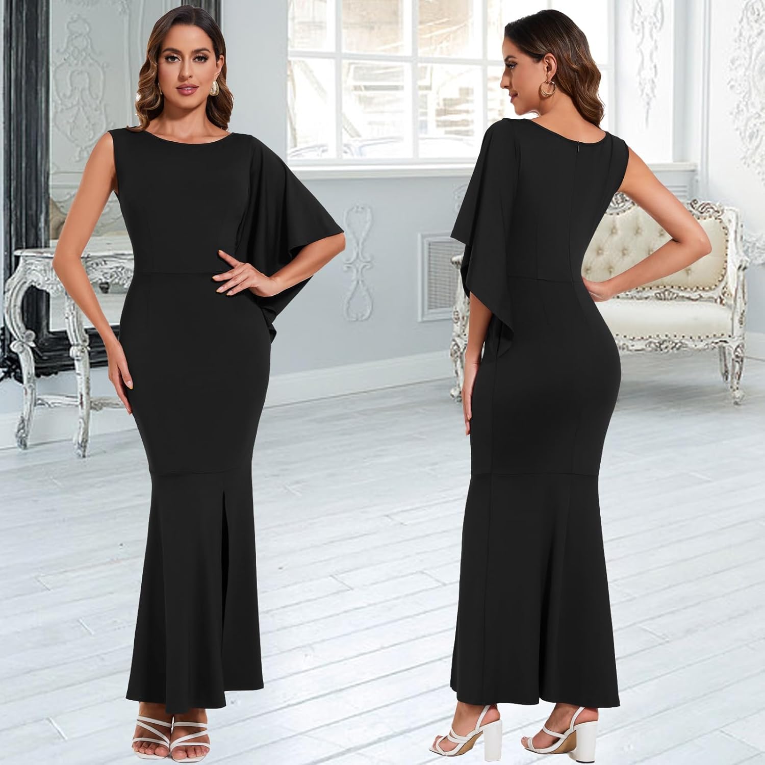 Formal Dresses for Women Elegant One Shoulder Wedding Guest Gown Bodycon Mermaid Evening Party Long Dress - Image 8