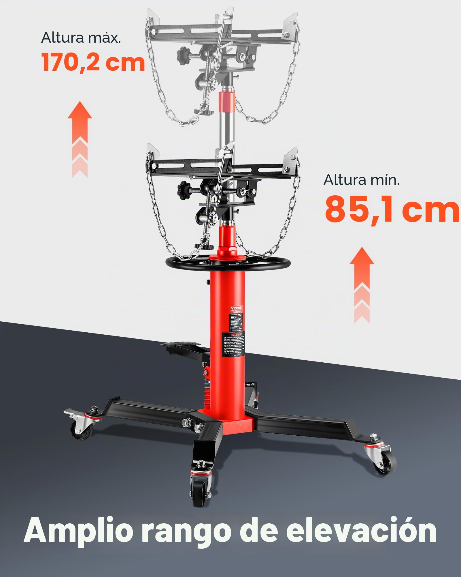 VEVOR Gato de Transmisión Hidráulico 1660 lbs Telescópico Vertical de Elevación 85 x 65 x 85 cm Rojo Acero Bomba Hidráulica de Pie de Elevación Gatos de Accionamiento Hidráulico de un Cilindro