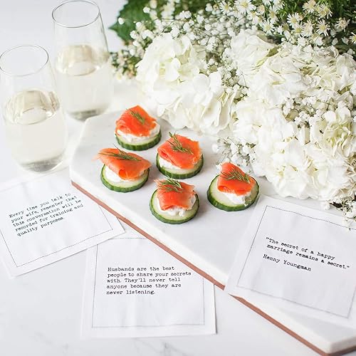 Miniatura 7 de Five Star Napkins Citas de matrimonio, servilletas de cóctel de algodón blanco, servilletas de bebidas, servilletas de bar, servilletas de tela,