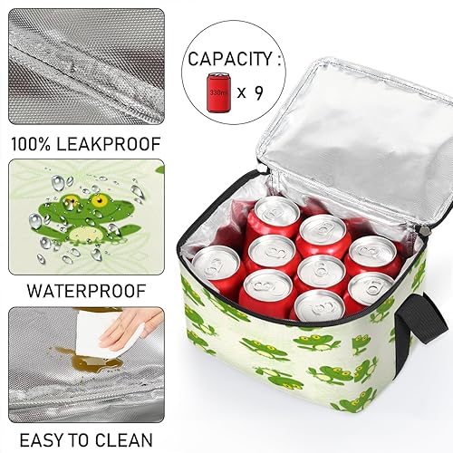 Miniatura 5 de Bolsa de almuerzo aislada con diseño de ranas para mujeres, reutilizable, bolsa cuadrada para comidas para adultos y hombres, lonchera más fresca