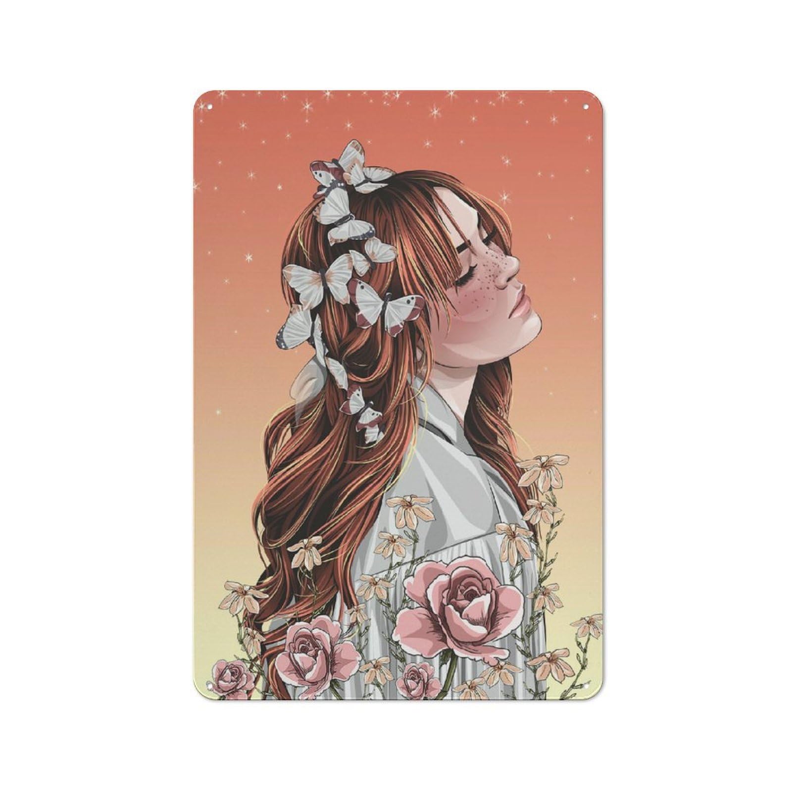 Flowers Bloom Modern Vintage Metal Wall Decor 30x20cm, Office Metal Sign for Office, Study, Studio Or Hallway