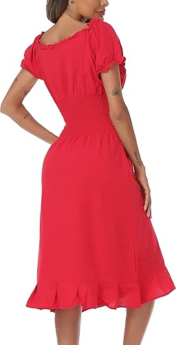 Miniatura 7 de YZXDORWJ Vestido casual bordado mexicano para mujer, cuello en V, mangas cortas