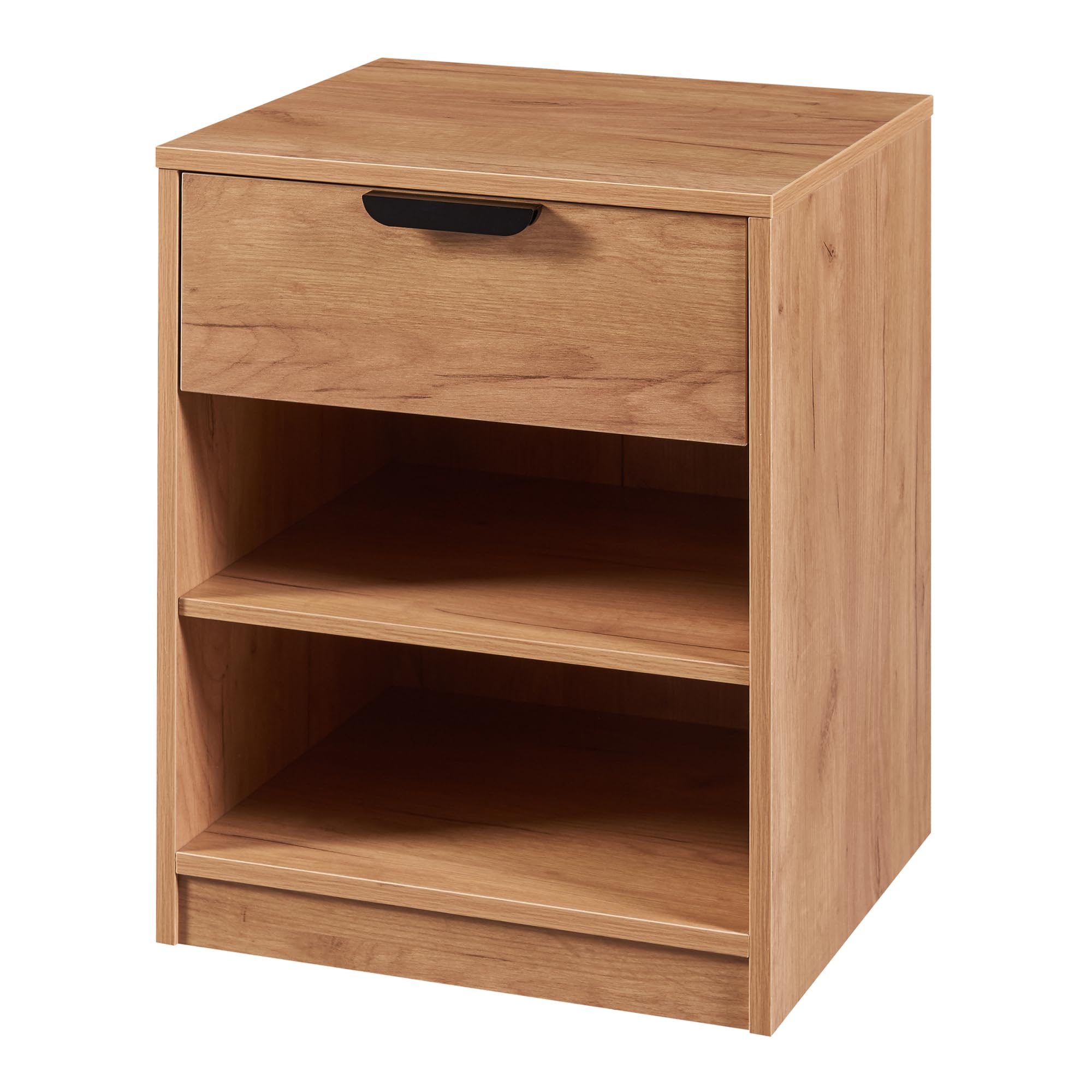 [en.casa] Comodino Singolare Tavolino Laterale con Cassetto e Scomparti Camera da Letto Soggiorno 55 x 43 x 40 cm - Effetto Quercia