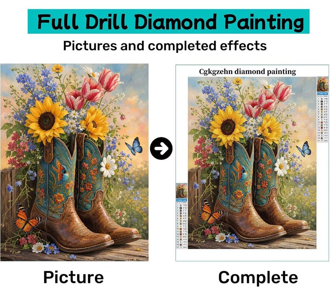 Diamond Painting Botas Kit, Manualidad Creativa y Relajante 80x100cm C8-114