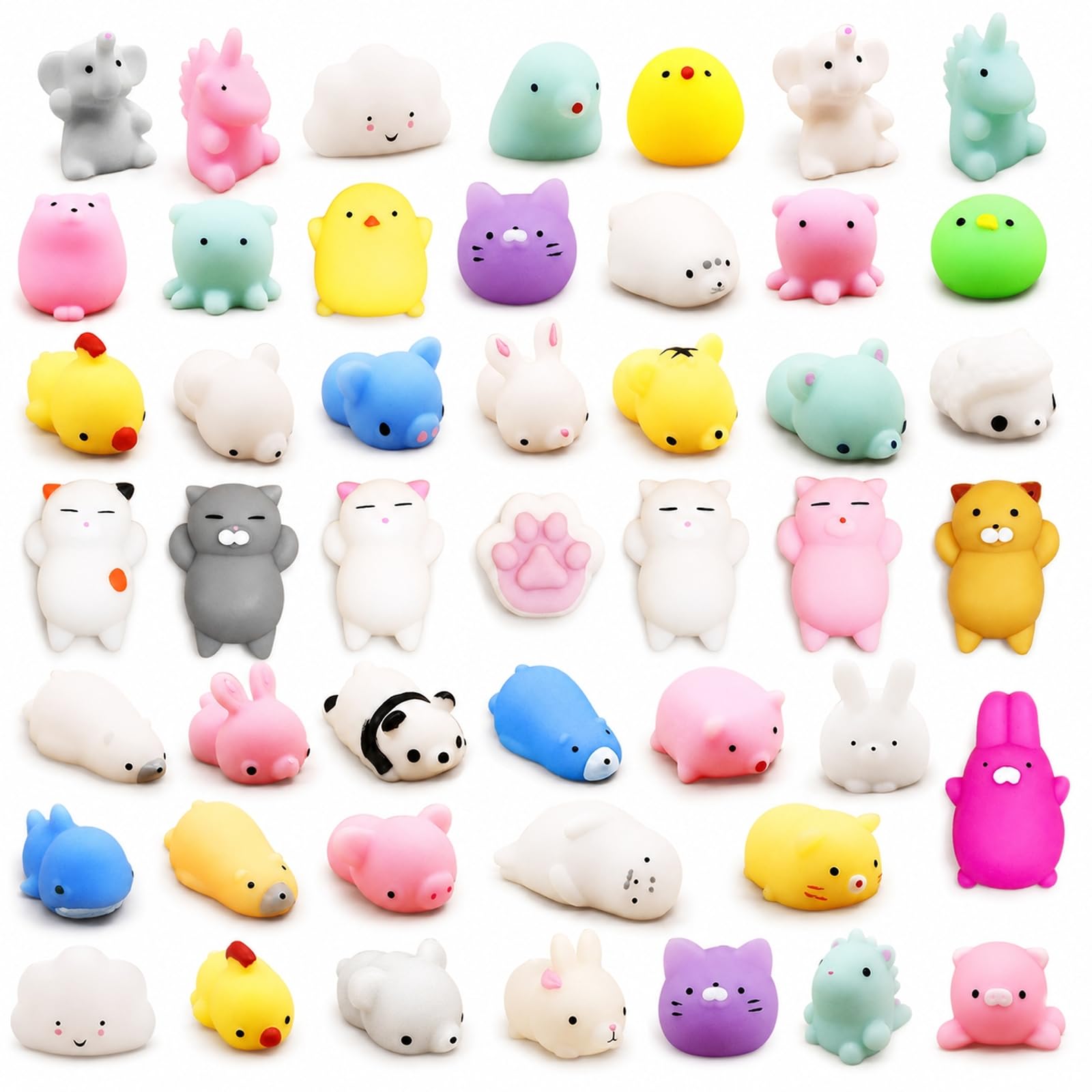 Maccyi 60 Pcs Mini Mochi Cute Animal Figures – Party Bag Fillers & Gifts