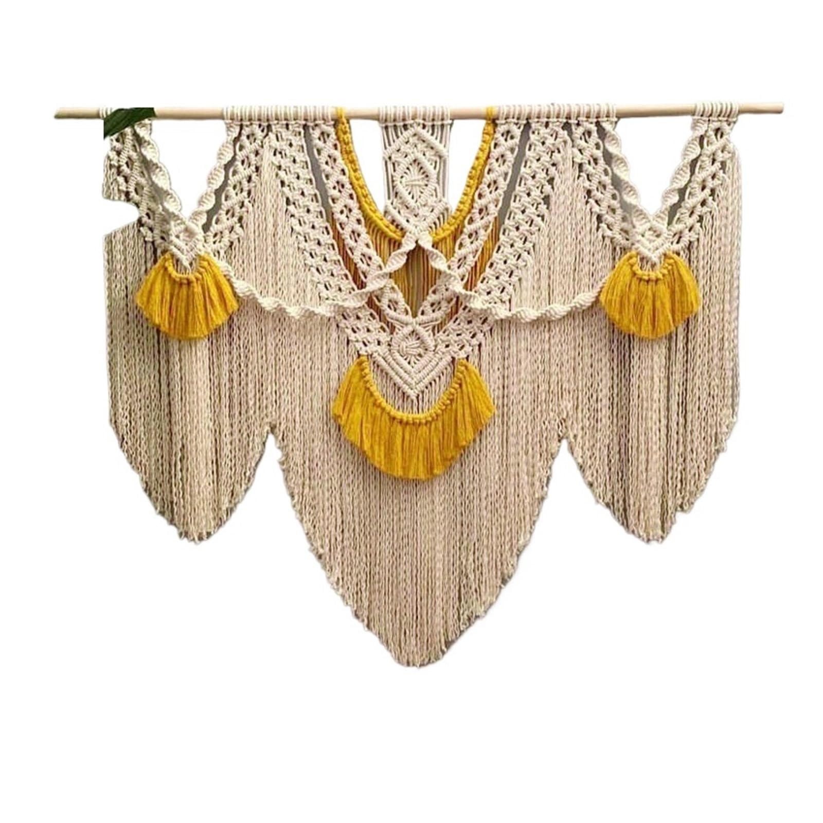 SUBLXPoten Hanging Tapestry Hand Woven Color Rope Macrame Tapestry Wall Hanging Handmade Artistic Tapesties with 3 pcs Stick
