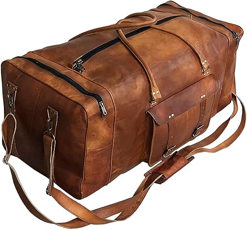 Large Leather 32 Inch Luggage Handmade Duffel Bag Carryall Weekender
