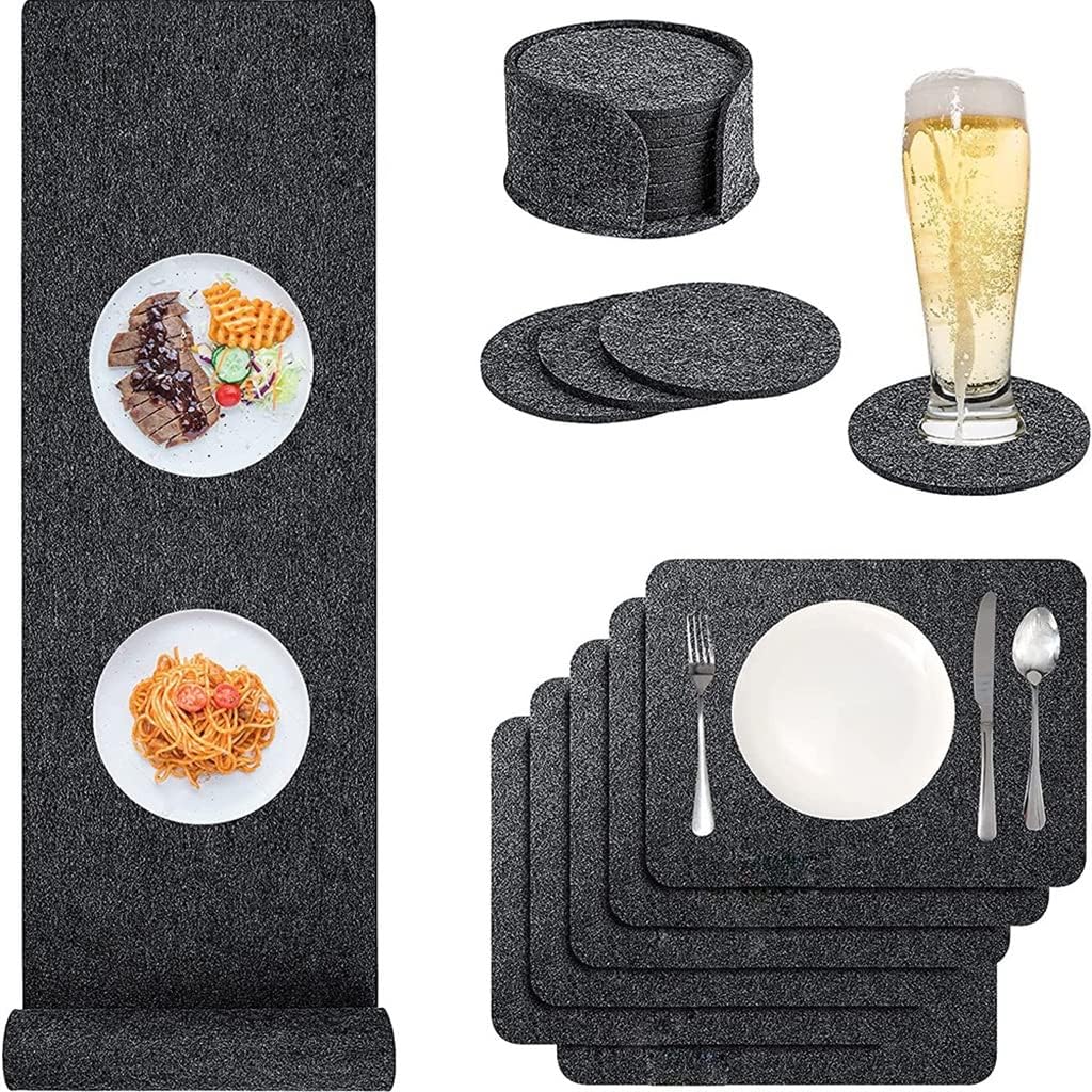 Felt Cloth Placemat Coaster Set Washable Table Insulation Pad Dish Soft Decoration