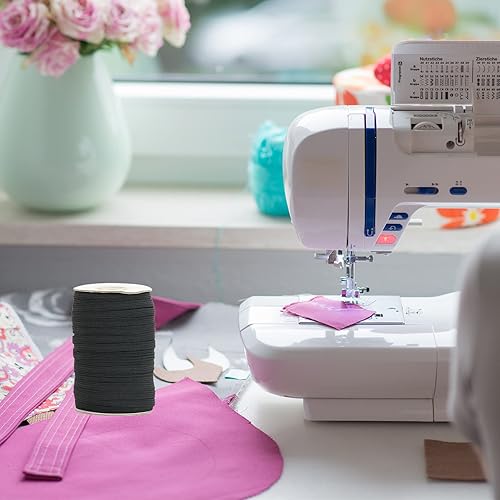 Miniatura 12 de Banda elástica plana para costura, 1/4 de pulgada, 50 yardas de alta elasticidad, cuerda elástica blanca, carrete elástico de punto para coser Blanco