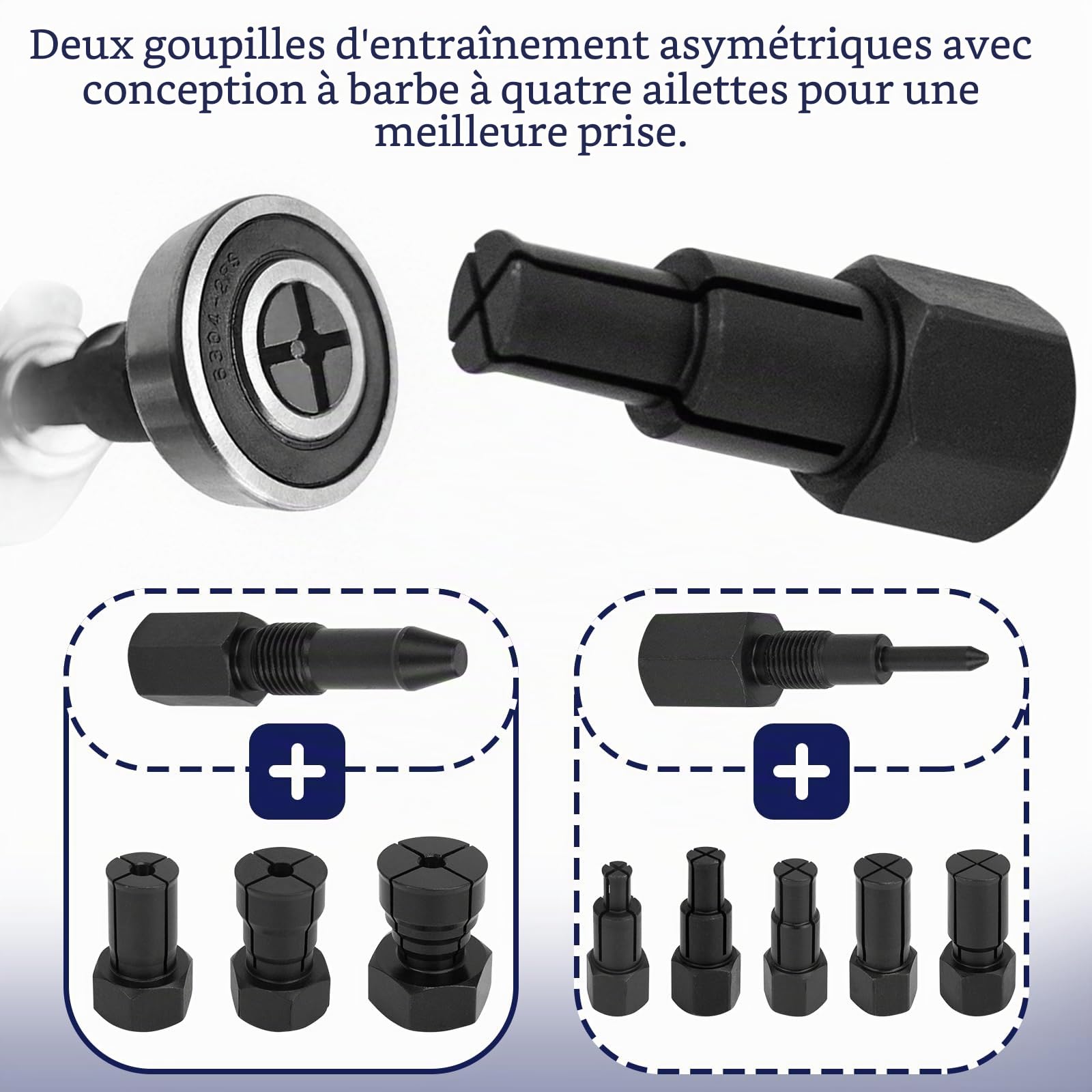 Extracteur de Roulements Upgrade, Kit Extracteur Interne avec Marteau Coulissant & Extracteur à Deux Bras, Extracteur à Marteau Coulissant avec 8 Douilles Expansibles 8–32 mm, Outil Roulement à Billes