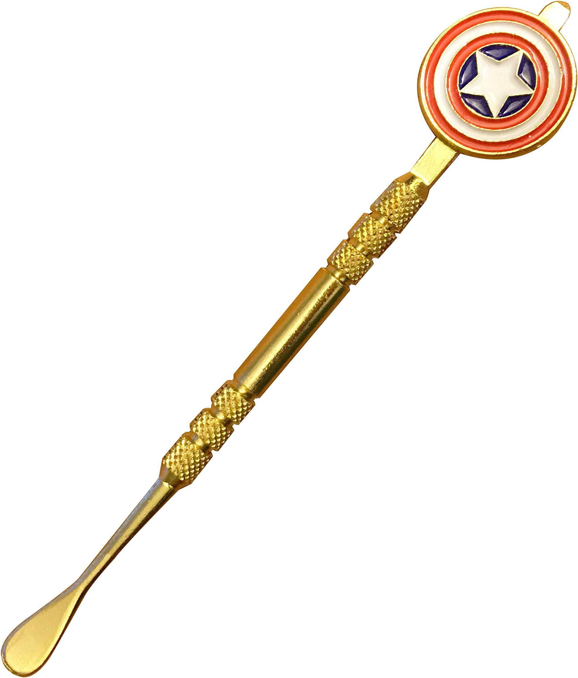 SympleChoices Captain America Golden Dab Scrape Stainless Steel Tip 4.75inch Dabbing Wax Carving Tool/Captain America Symbol Carb Cap dab tool in one