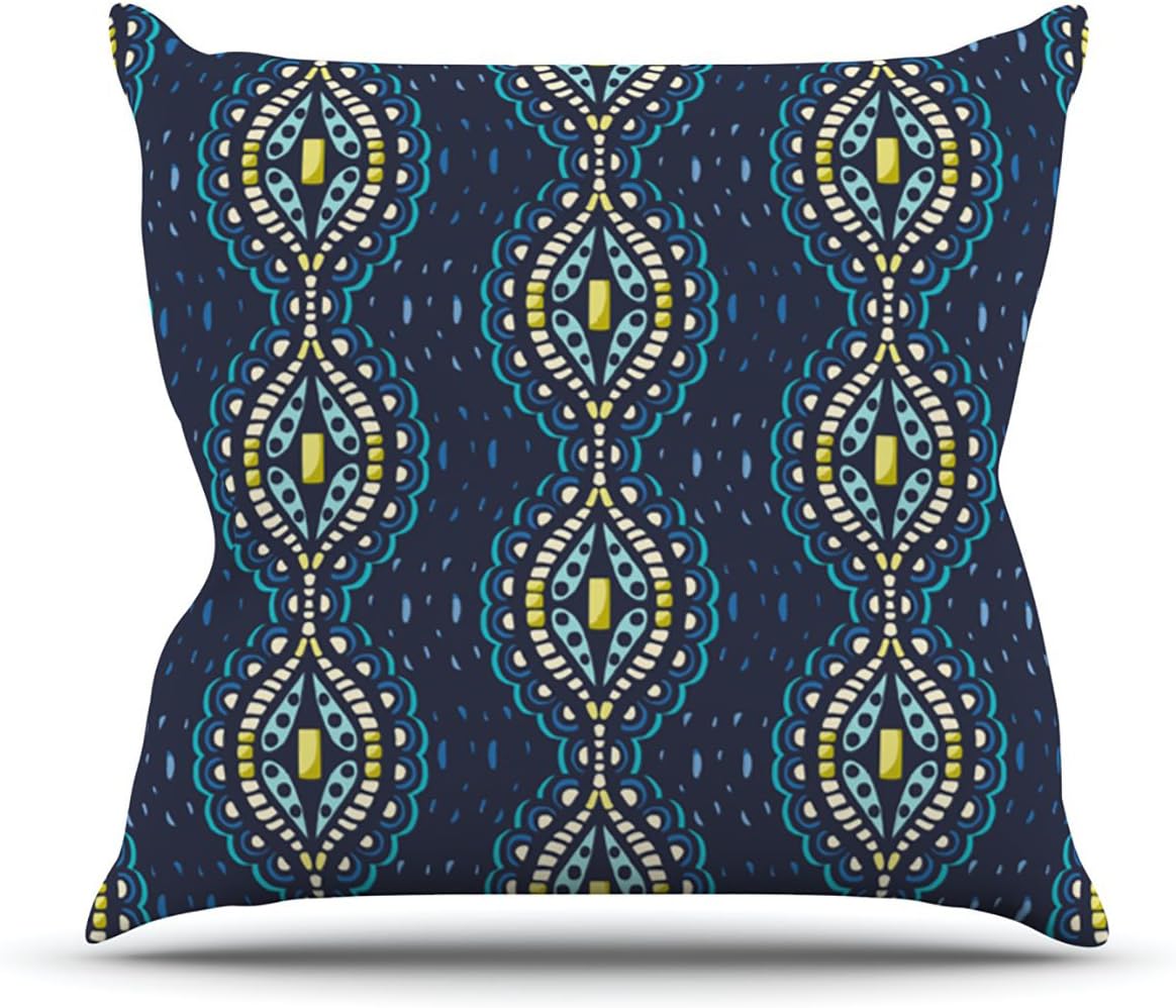 KESS InHouse Suzie Tremel Ogee Lace Navy Blue Outdoor