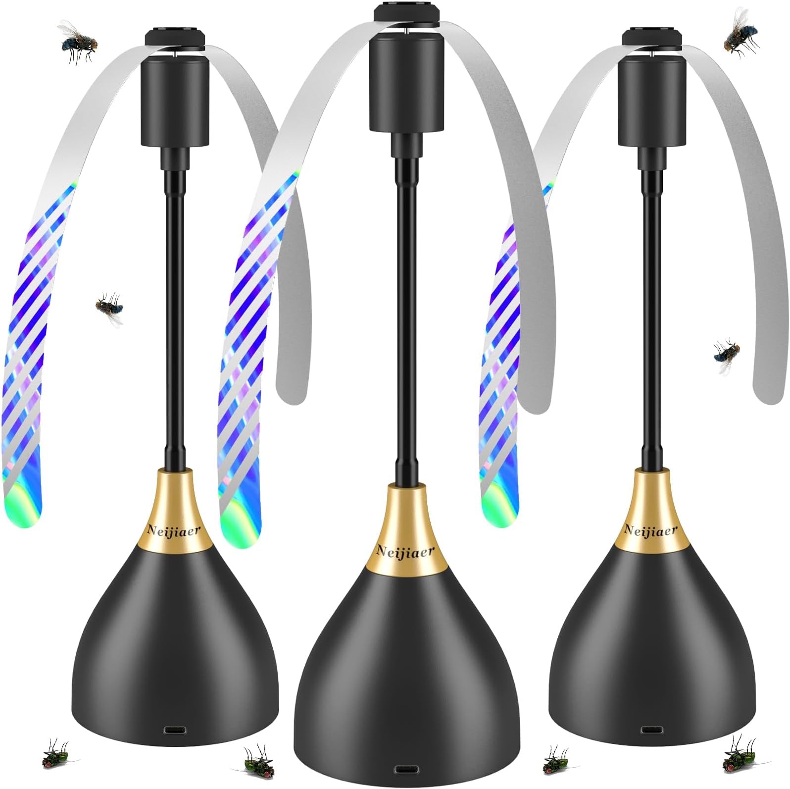 Fly Fans for Tables, Practical Fly Repellent Fan with Soft Blades, USB or Batteries Powered, Soundless and Portable Fiy Fan Keeps Your Food Clean(3 Pack)