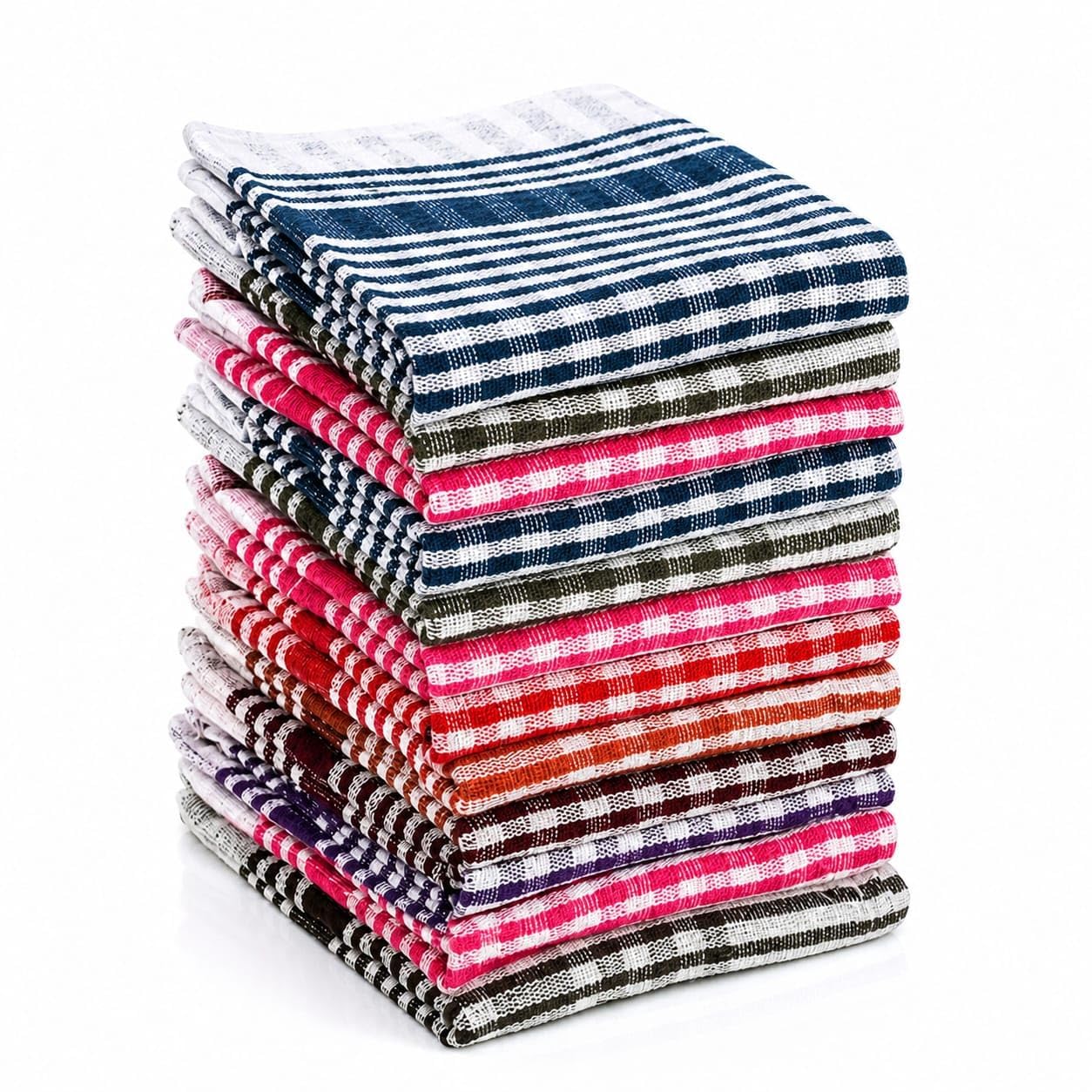 Premium Home Pack of 12 Cotton Kitchen Cloth/Napkins | Fridge, Table, Kitchen Platform Cleaning & Roti Napkins | 16x16 Inches | Multicolor | Cotton, Absorbent, Reusable, Kitchen Cloth |-image-28