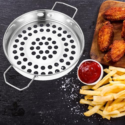 Miniatura 7 de Housoutil Colador de agujeros grandes con asa, colador de agujero de acero inoxidable, vaporizador de cocina para espaguetis, fideos, verduras y