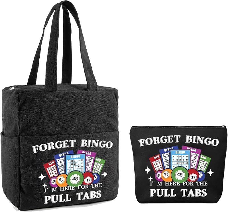 YTDYQFLZH Conjunto com bolsa de bingo e necessaire de maquiagem com bolsos, 2 unidades