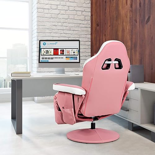 Miniatura 7 de POWERSTONE Silla reclinable para juegos de masaje con soporte para tazas, sofá individual ergonómico de piel sintética con reposapiés y bolsa