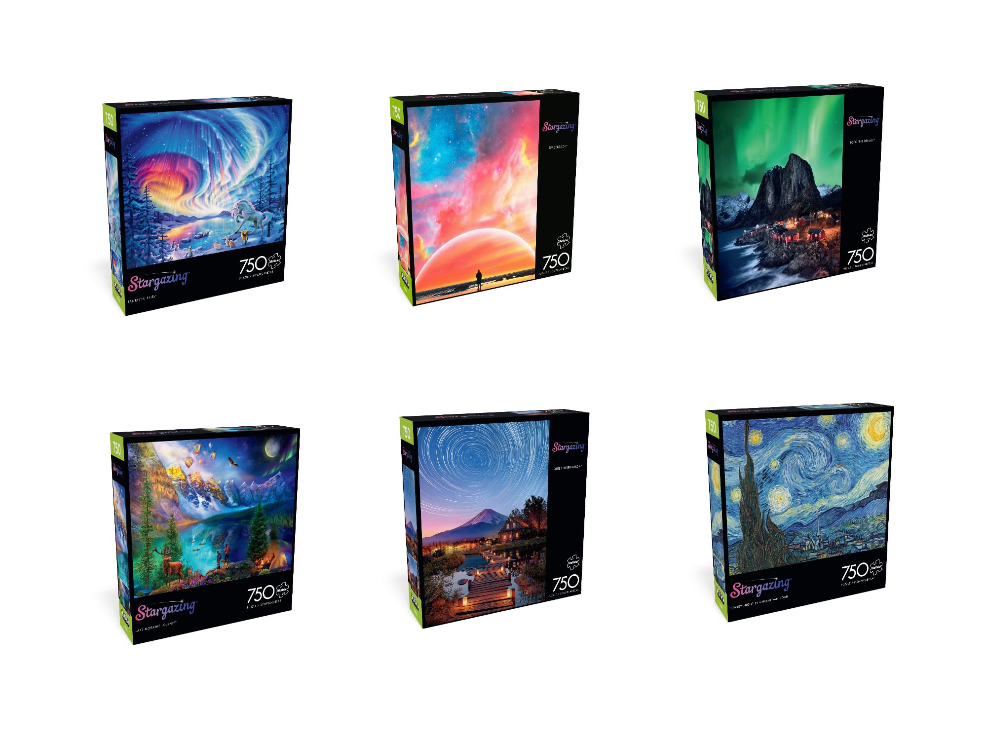 Buffalo Games | Star Gazing Series | 750 Large Piece Jigsaw Puzzle Value Pack Bundle | Limited Edition | 6 Puzzles Included | Puzzles for Adults