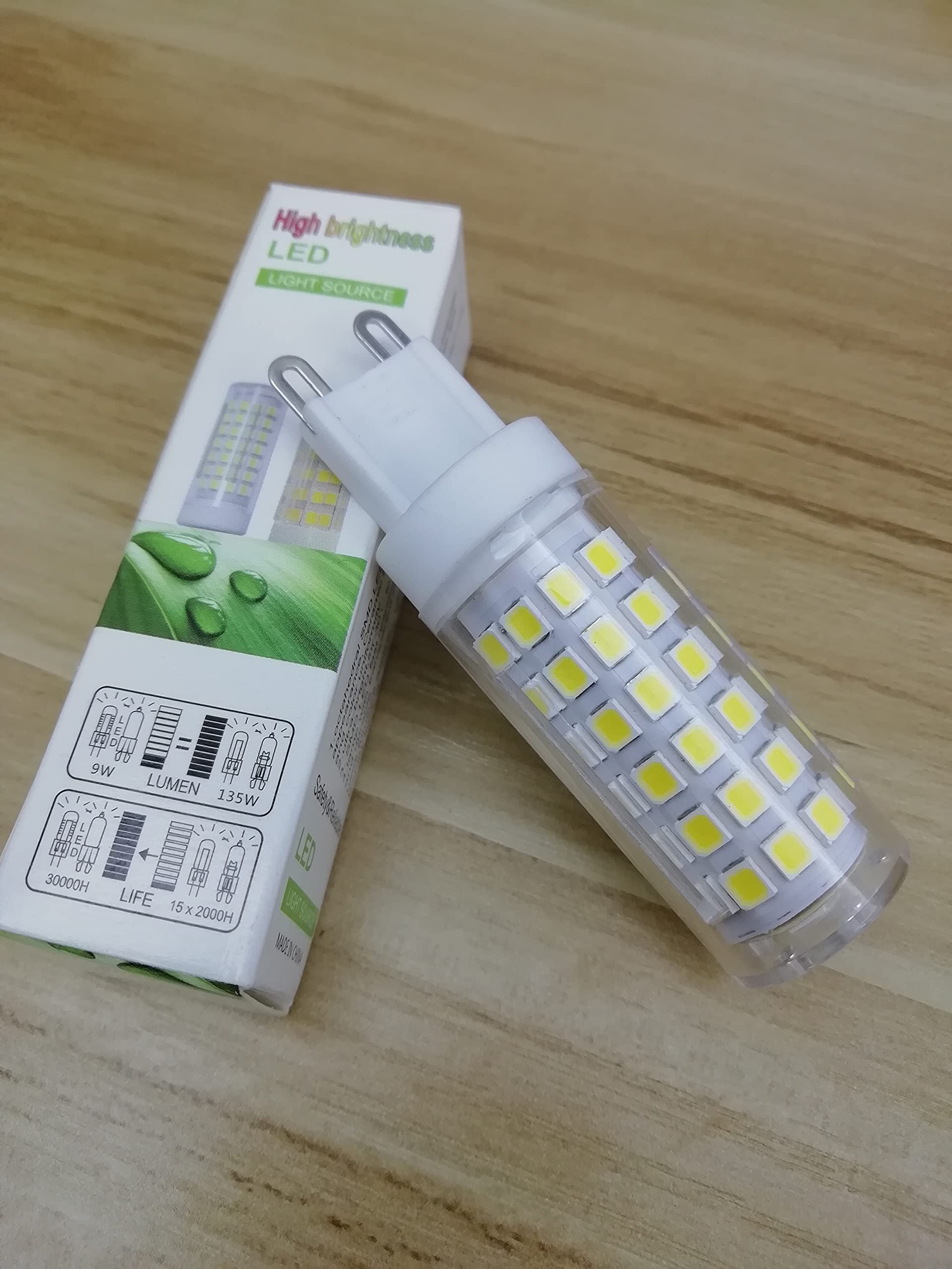 G9 LED Lampadina,9W Equivalente a 90W Lampada Alogena Bianco Caldo 3000K Senza Flicker Angolo di Fascio di 360 ° 900Lm G9 Lampadine Confezione da 6