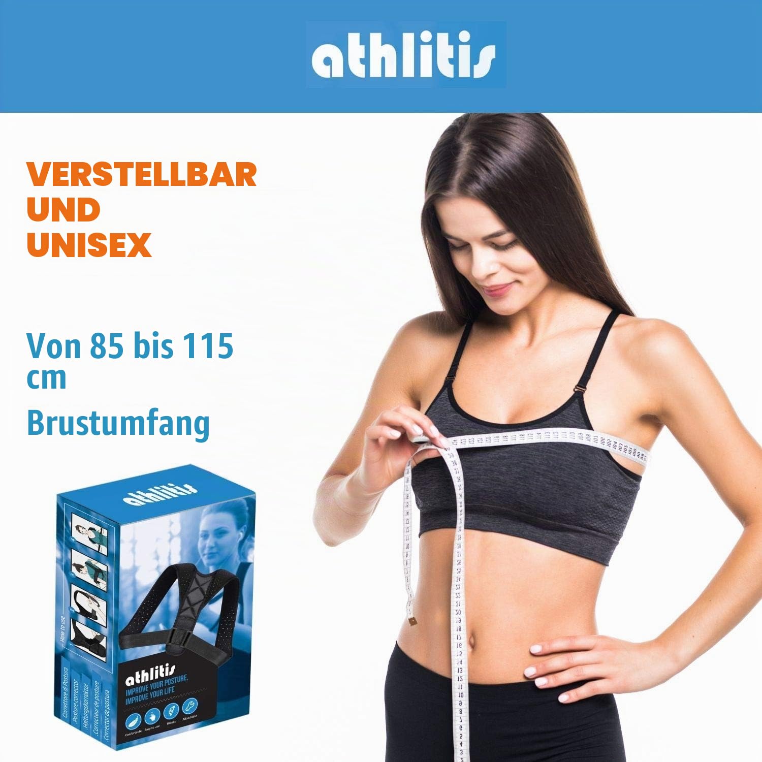 Haltungskorrektor für Damen und Herren, medizinisches CE-Produkt, Schulter- und Rückenstütze, atmungsaktiv, verstellbar, Unterstützung für geraden Rücken und Schultern, + elastisches Band und