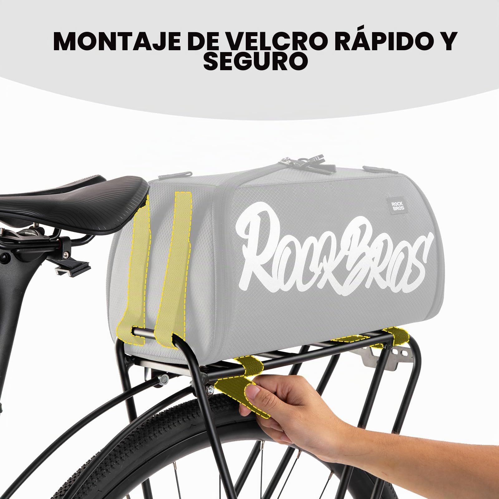 ROCKBROS Bolsa Trasera para Bicicleta 14.9L con Bolsillos Laterales y Correa de Hombro, Bolsa de Portaequipajes Reflectante para Ciclismo, Viajes y Desplazamientos