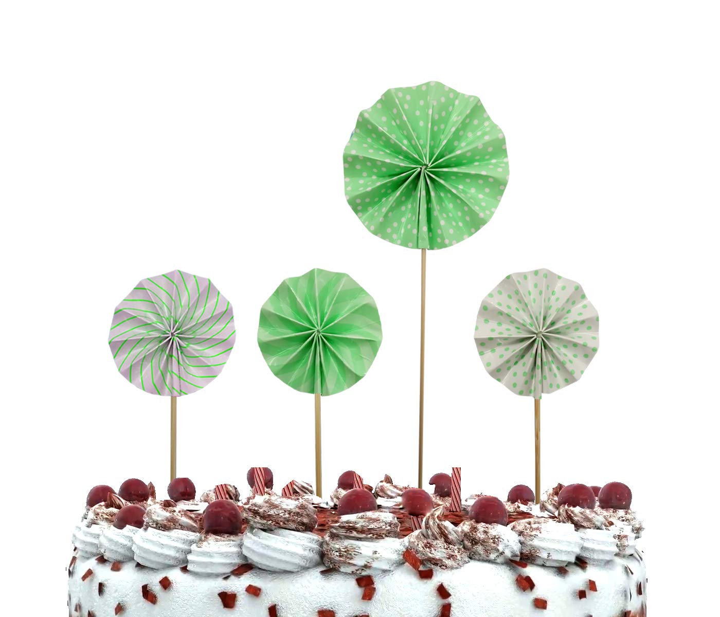 AMFIN Fan Cupcake Toppers - Light Green (Pack of 4) 4