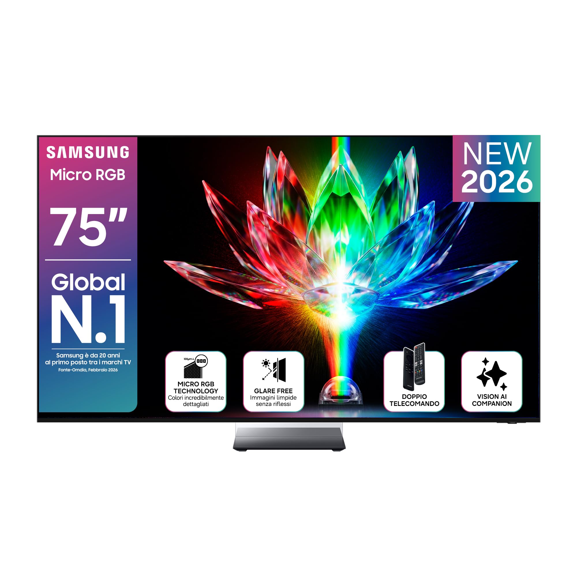 Samsung Smart TV 75" MRE75R95HATXZT Micro RGB 4K Glare Free, HDR10+, Motion Xcelerator 165Hz, Dolby Atmos, Super Picture Enhancer, Vision AI, Alexa Built-in, PACCHETTO INTRATTENIMENTO, 2026