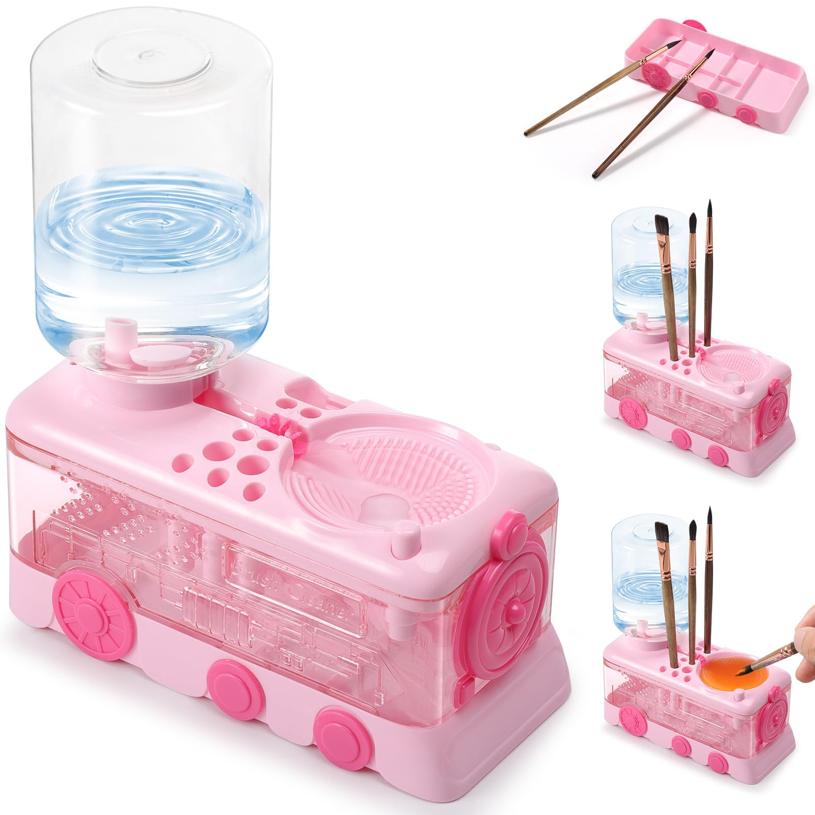 Paint Brush Cleaner with Water Circulation, Brush Rinser Pot for Acrylic & Watercolour Painting, Automatic Running Water Art Supplies, Gift for Adult Artists Beginners