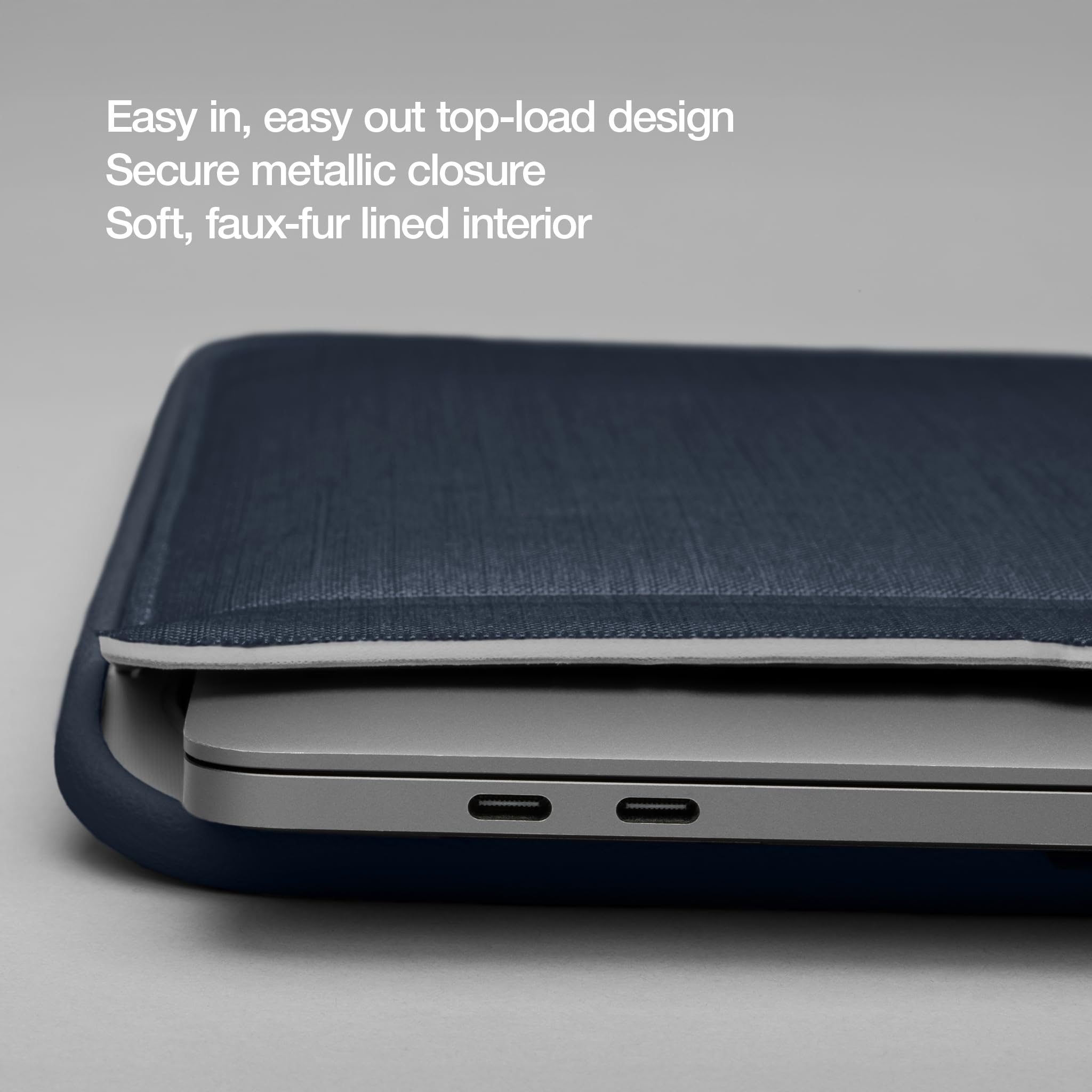 Incase ICON Sleeve With Woolenex For MacBook Air/Pro 13-Inch (M1-M3) - Durable Lightweight Laptop Case, Faux Fur Lining, Magnetic Closure, Shock-Absorbing Hard Cover, Slim Design - Graphite - View #4