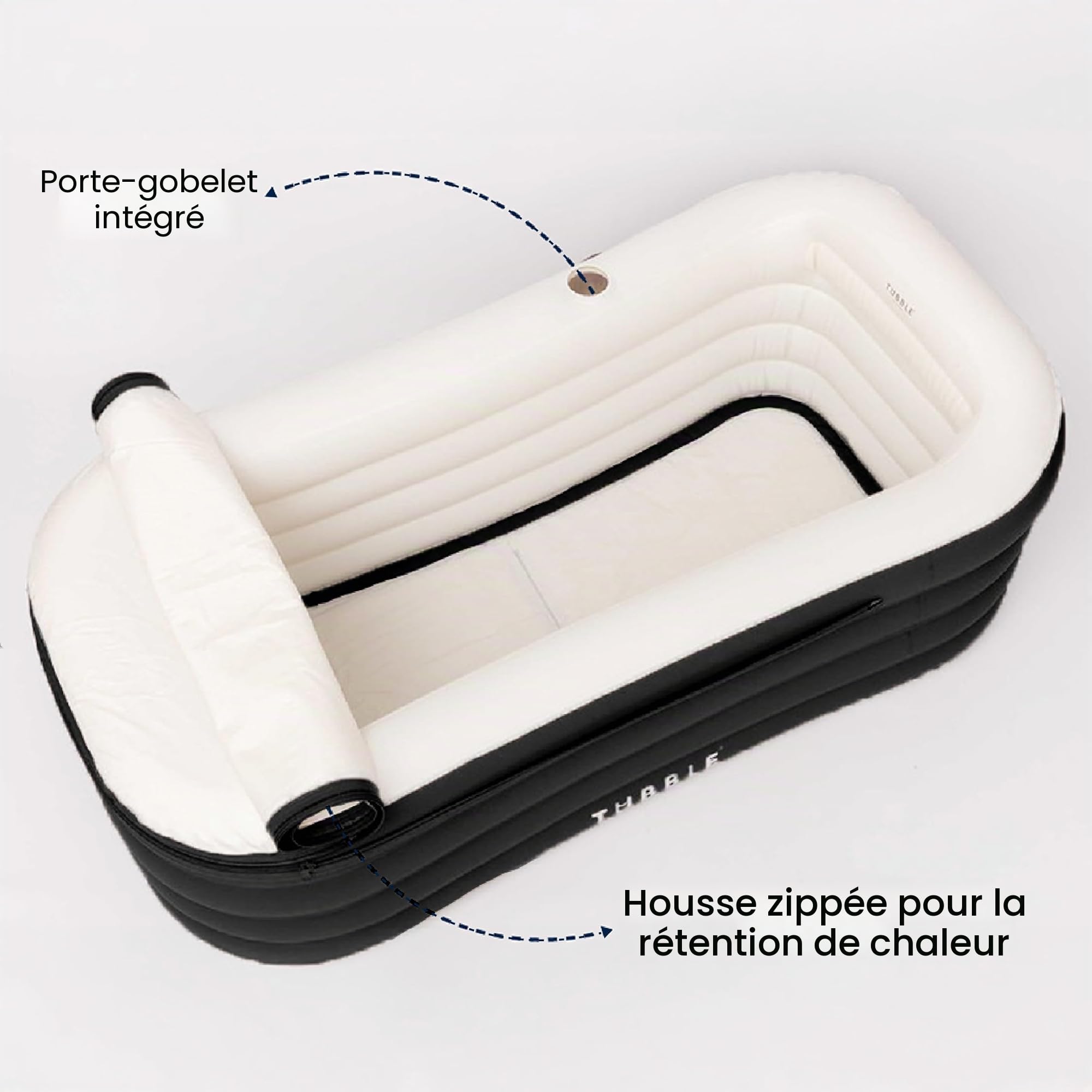 Tubble® Cuzi Spa Gonflable Black Onyx 255 L - Baignoire Spa Pliable pour Adultes, Utilisation intérieure et extérieure, Bien-être Toute l’année, Massage à Bulles Relaxant