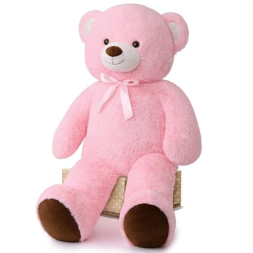 Tezituor Giant Pink Teddy Bear Stuffed Animal, Big 4ft Stuffed Teddy Bear for Girlfriend Wife Kid, Life Size Large Bear Plush Gift for Christmas Valentine's Day Birthday Baby Shower